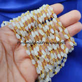 Natural Rainbow Moonstone Rosary Chain, Gold Plated Beaded Chain, Wire Wrapped Chain, Moonstone Beads – SELLING BY FOOT